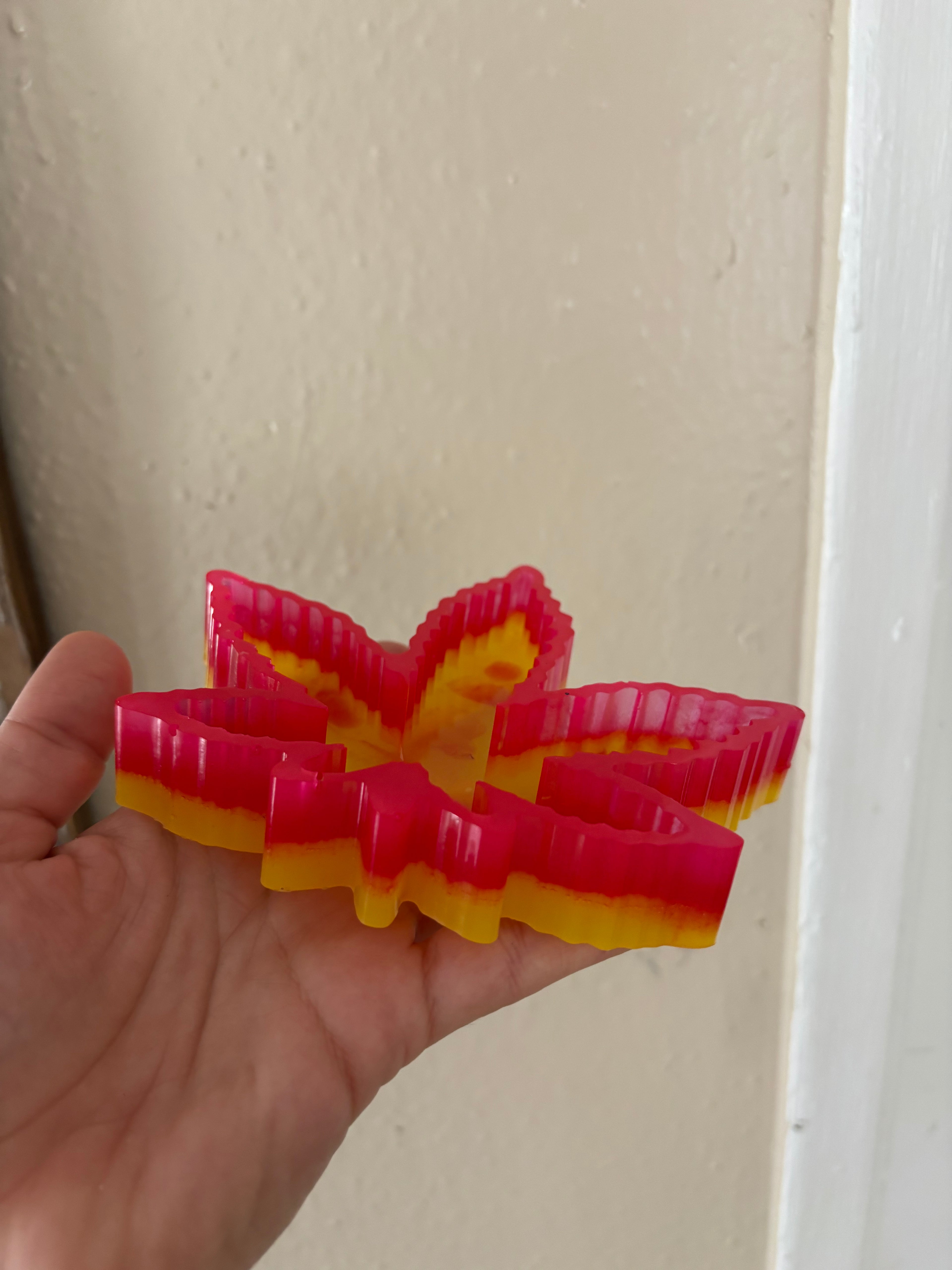 Custom pink and yellow ashtray