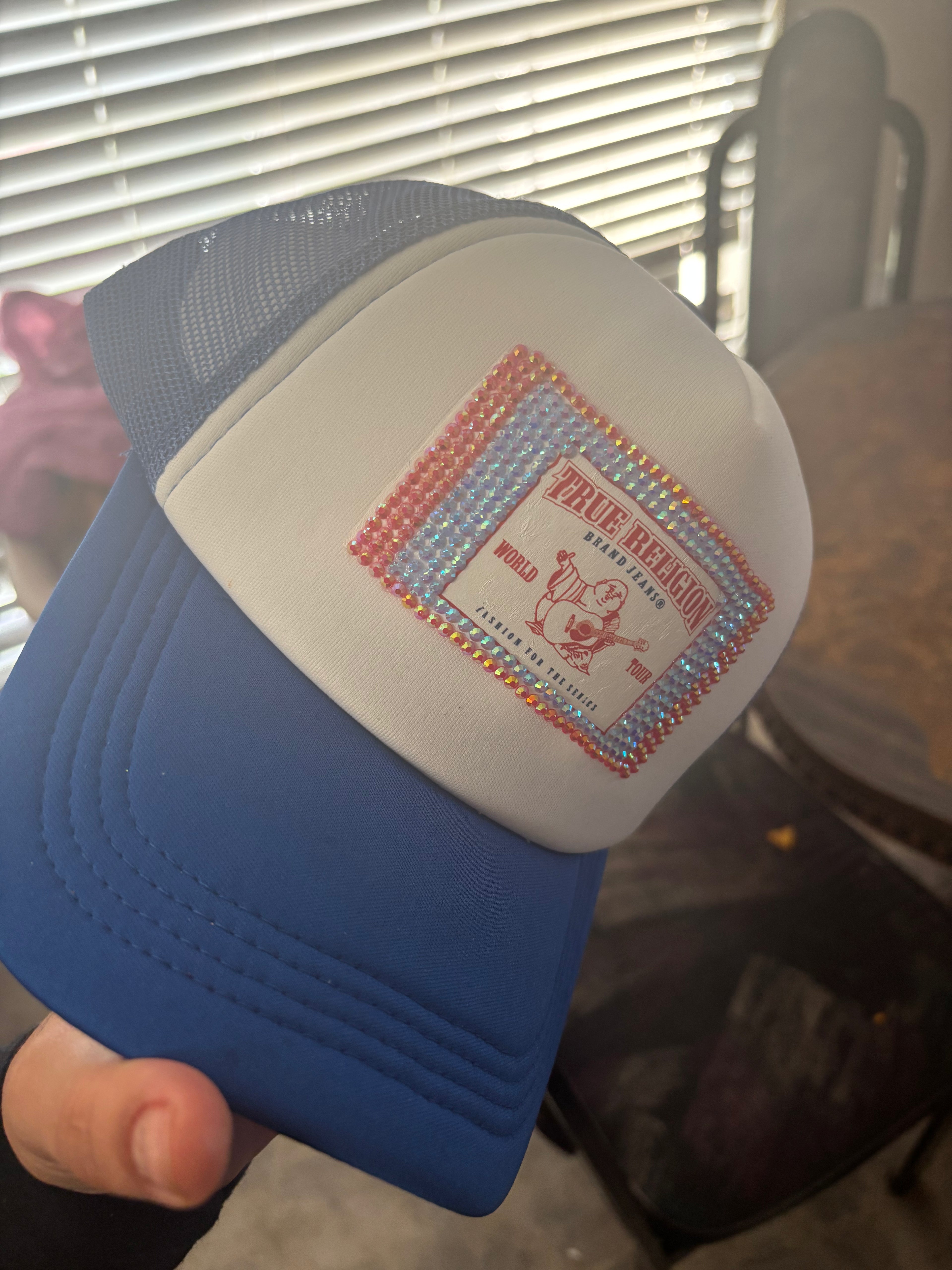 Custom bling out true religion hat