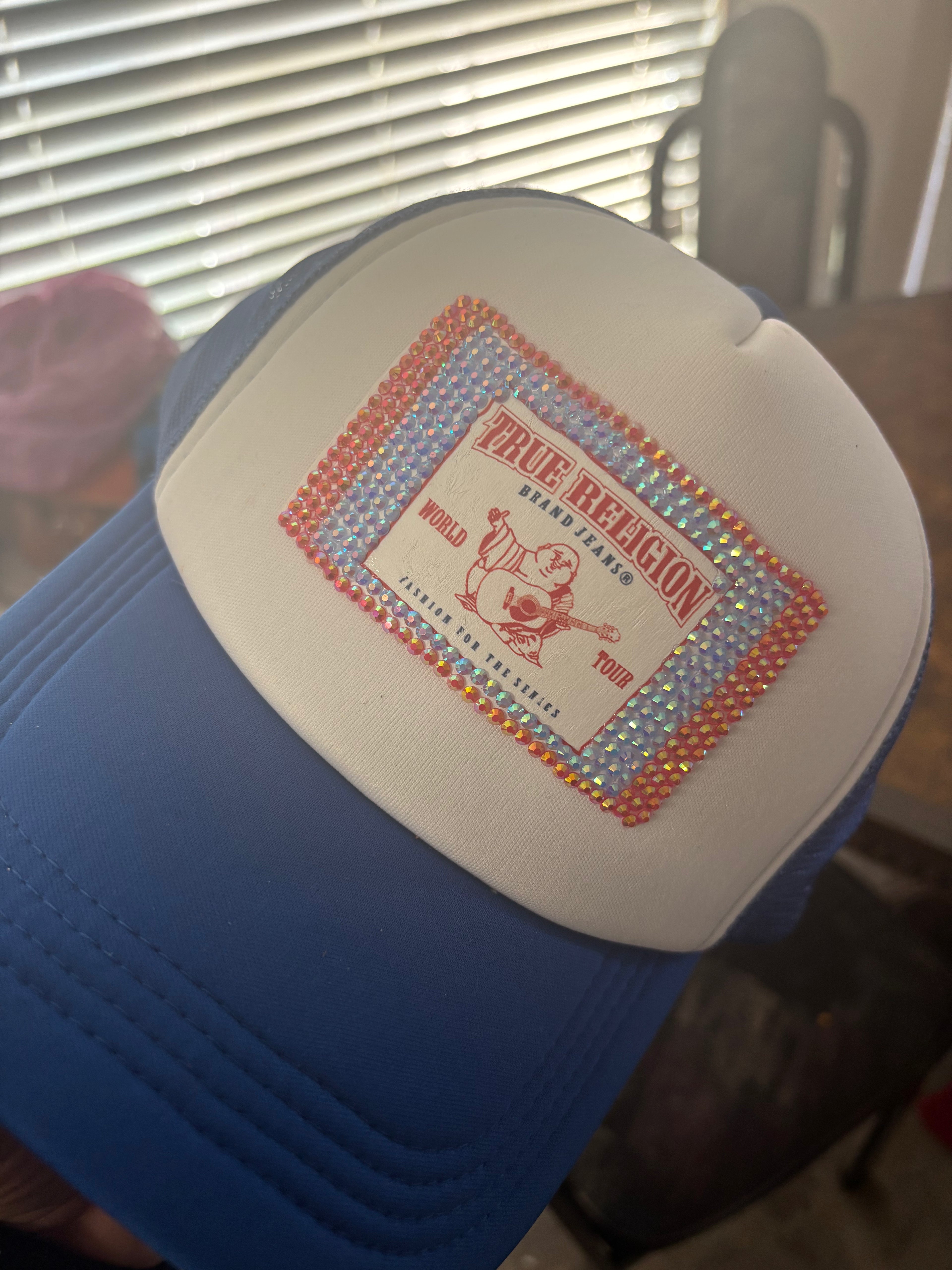 Custom bling out true religion hat