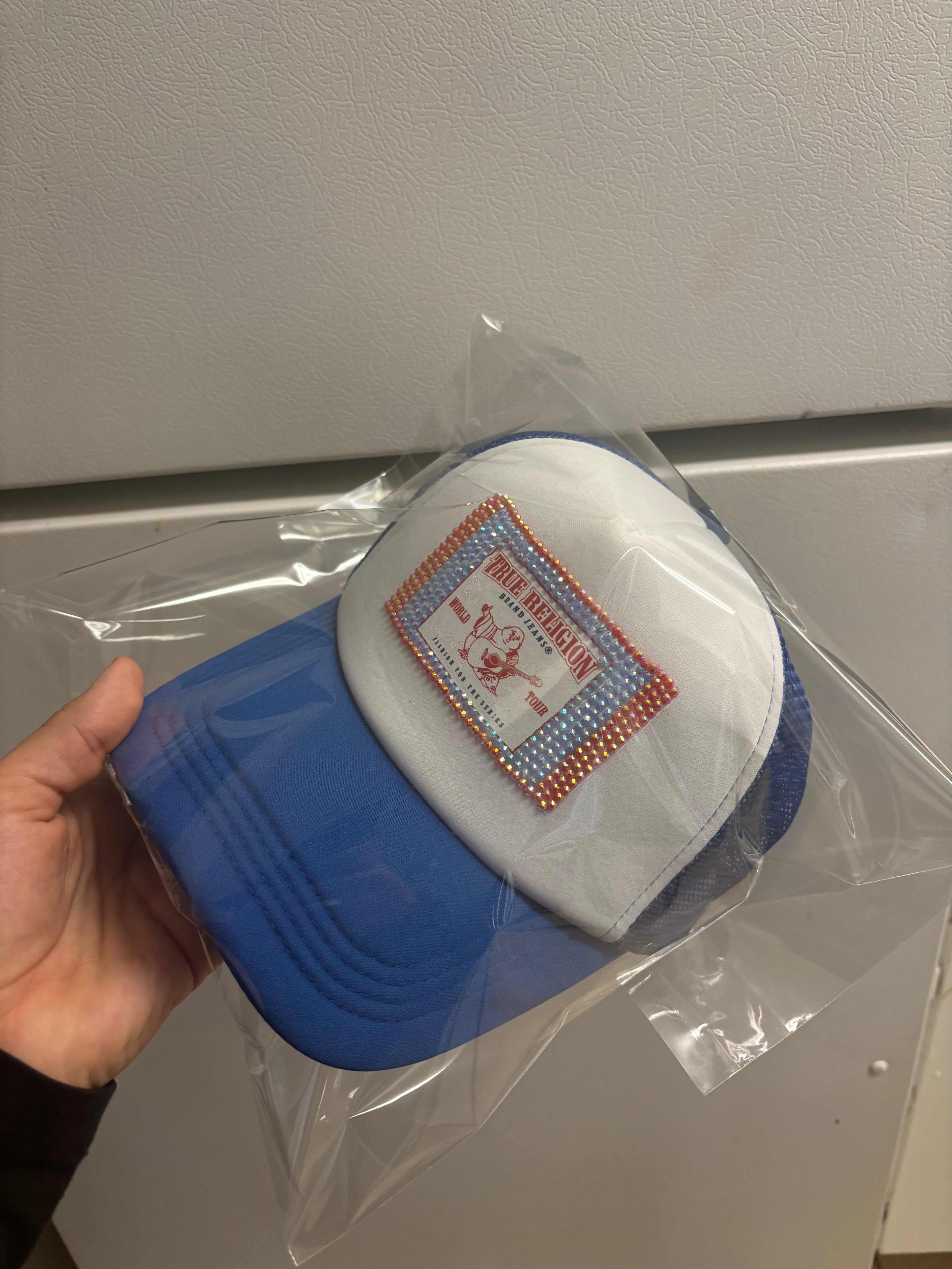 Custom bling out true religion hat