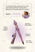 Custom purple pen and mini keychain set
